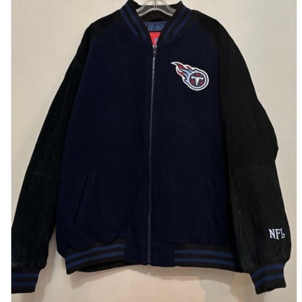 Vintage Tennessee Titans NFL Letterman Jacket Varsity Wool Suede Leather XXL